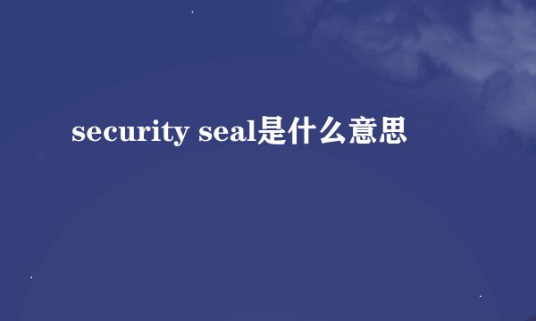 security seal是什么意思