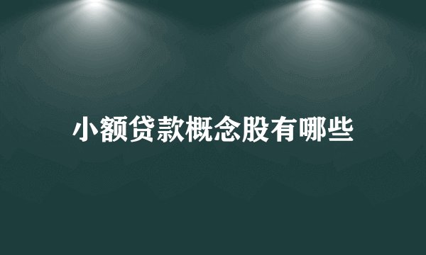 小额贷款概念股有哪些