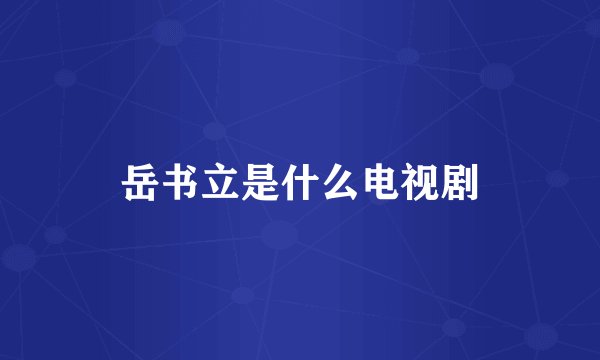 岳书立是什么电视剧