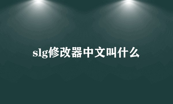 slg修改器中文叫什么