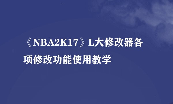 《NBA2K17》L大修改器各项修改功能使用教学