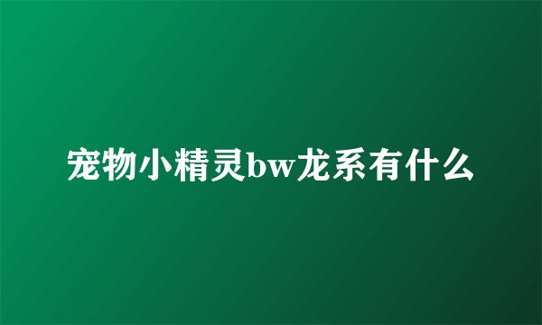 宠物小精灵bw龙系有什么