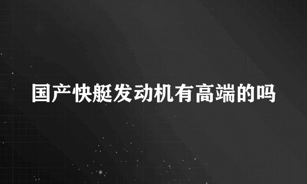 国产快艇发动机有高端的吗