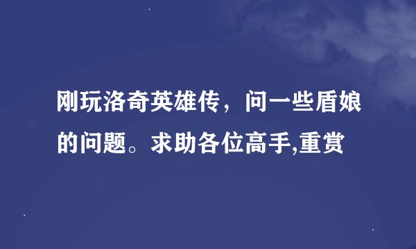 刚玩洛奇英雄传，问一些盾娘的问题。求助各位高手,重赏