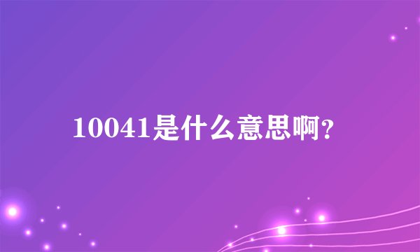 10041是什么意思啊？