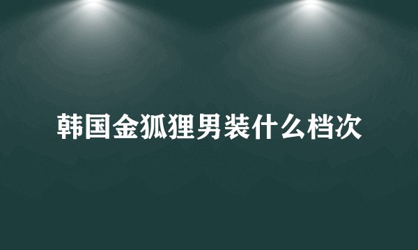 韩国金狐狸男装什么档次