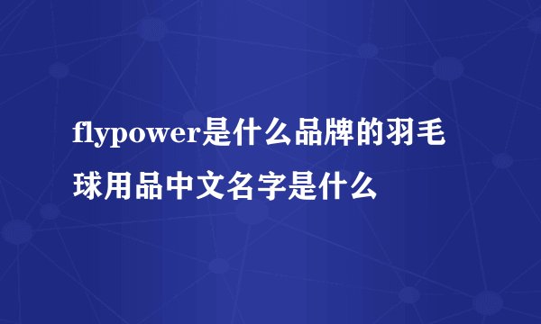 flypower是什么品牌的羽毛球用品中文名字是什么