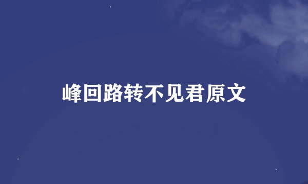 峰回路转不见君原文