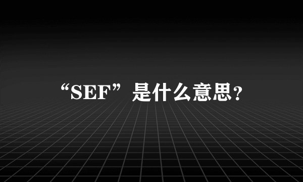 “SEF”是什么意思？