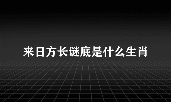 来日方长谜底是什么生肖