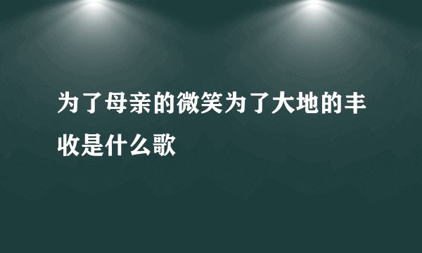 为了母亲的微笑为了大地的丰收是什么歌