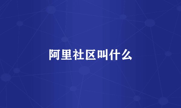 阿里社区叫什么