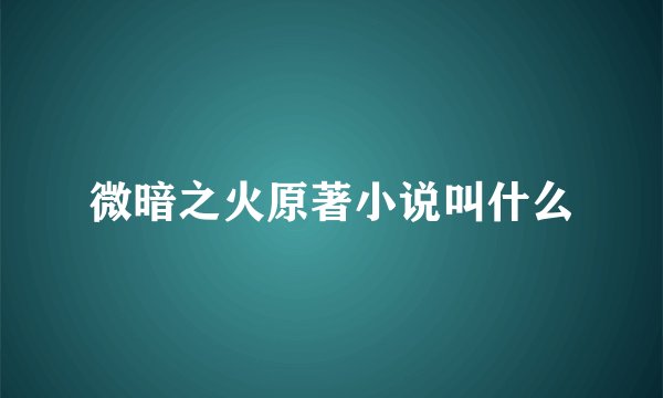 微暗之火原著小说叫什么