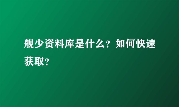 舰少资料库是什么?如何快速获取?
