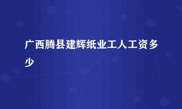 广西腾县建辉纸业工人工资多少