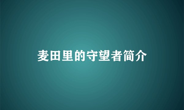 麦田里的守望者简介
