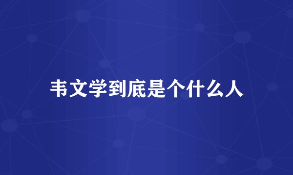 韦文学到底是个什么人