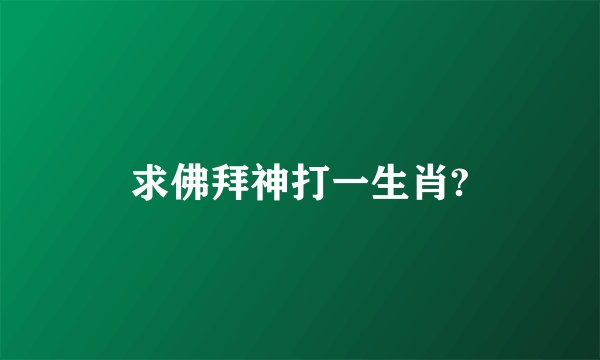 求佛拜神打一生肖?