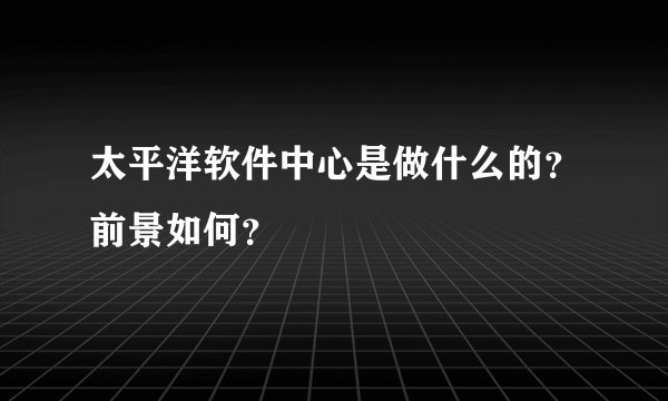 太平洋软件中心是做什么的？前景如何？