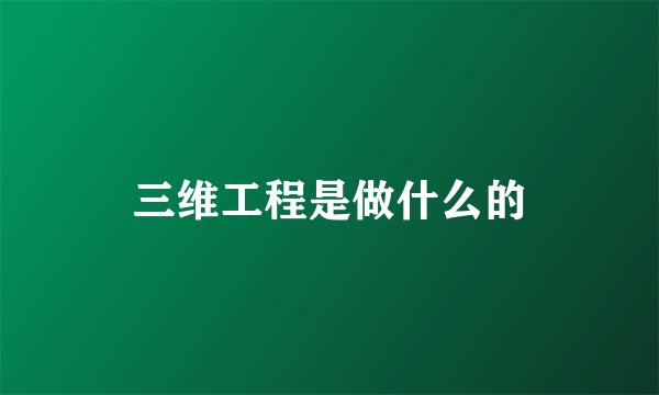 三维工程是做什么的