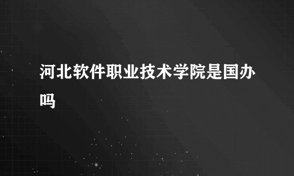 河北软件职业技术学院是国办吗