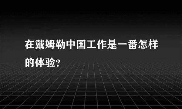 在戴姆勒中国工作是一番怎样的体验？