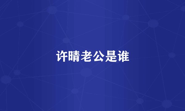 许晴老公是谁