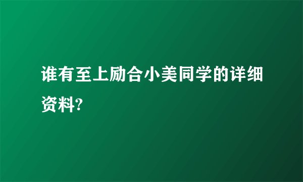 谁有至上励合小美同学的详细资料?