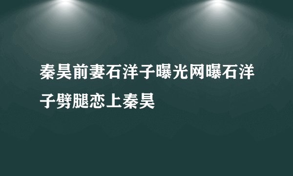 秦昊前妻石洋子曝光网曝石洋子劈腿恋上秦昊