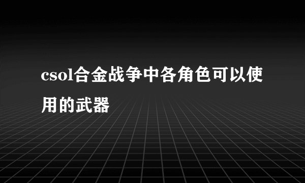 csol合金战争中各角色可以使用的武器