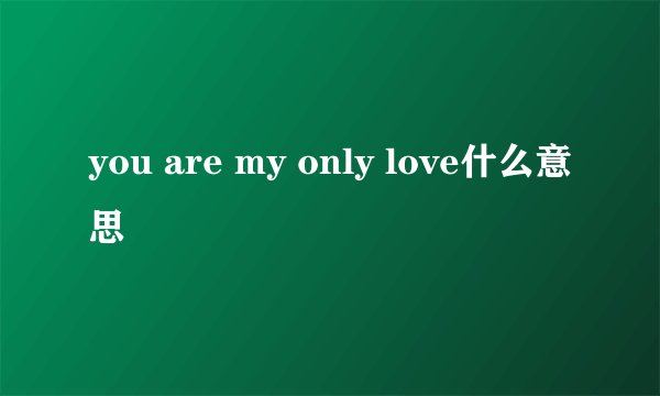 you are my only love什么意思