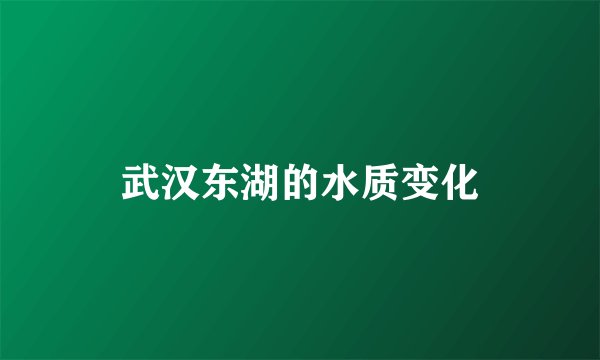 武汉东湖的水质变化
