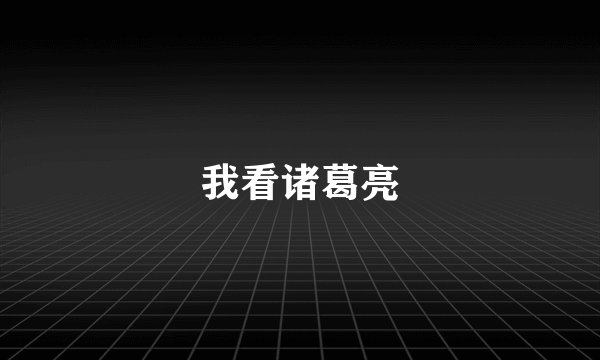 我看诸葛亮