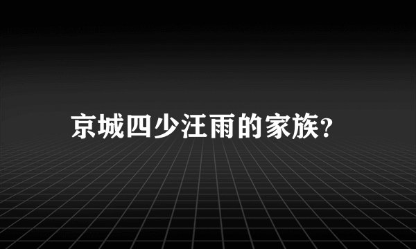 京城四少汪雨的家族？