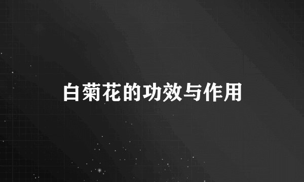 白菊花的功效与作用
