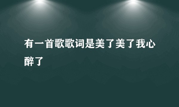 有一首歌歌词是美了美了我心醉了
