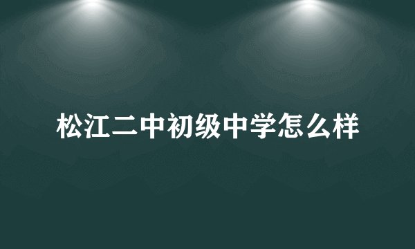 松江二中初级中学怎么样