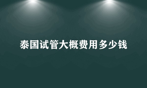泰国试管大概费用多少钱