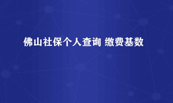 佛山社保个人查询 缴费基数
