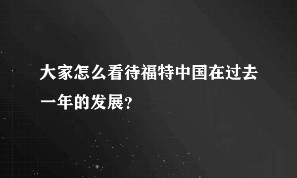 大家怎么看待福特中国在过去一年的发展？