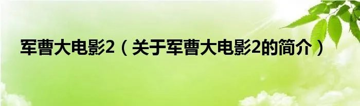 军曹大电影2（关于军曹大电影2的简介）