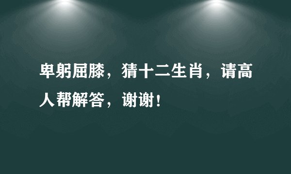 卑躬屈膝，猜十二生肖，请高人帮解答，谢谢！