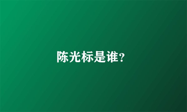陈光标是谁？