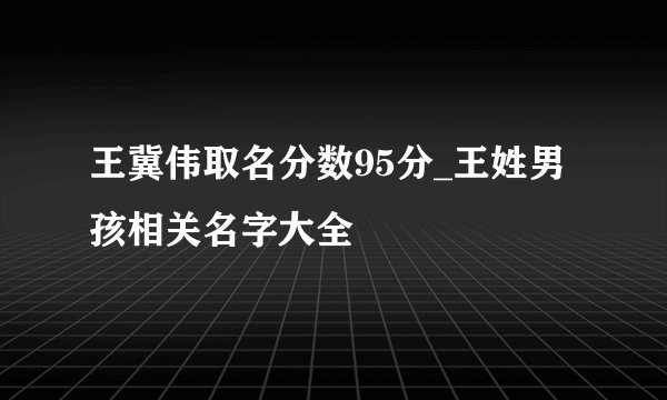 王冀伟取名分数95分_王姓男孩相关名字大全