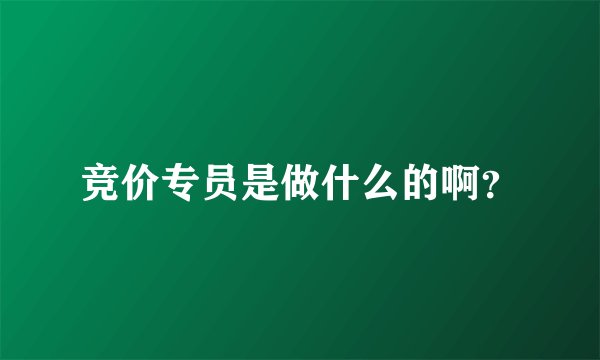 竞价专员是做什么的啊？