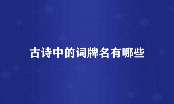 古诗中的词牌名有哪些