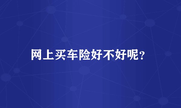网上买车险好不好呢？