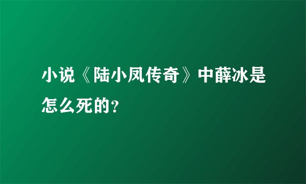 小说《陆小凤传奇》中薛冰是怎么死的?