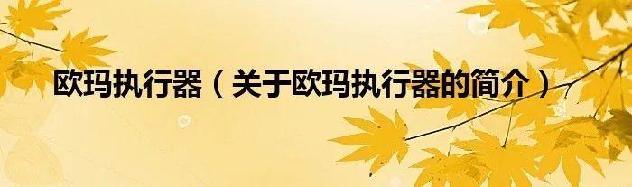 欧玛执行器（关于欧玛执行器的简介）