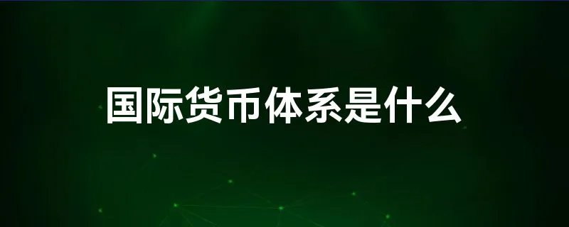国际货币体系是什么